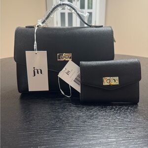 Jessica Moore black handbag and wallet set